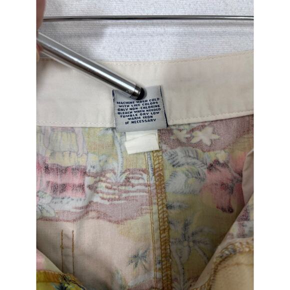 VTG Old Navy Mini Skirt Multicolor Tropical Print 100% Cotton Pockets Beach Boho - Picture 6 of 14